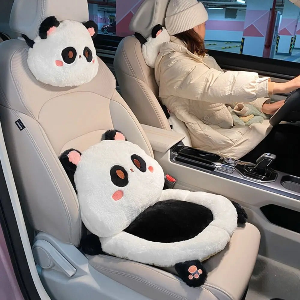 Creative Cartoon Rabbit Panda Auto Car Seat Head Neck Rest Cushion Headrest Pillow Plush Pad Car Safety Decorative Car Pillow