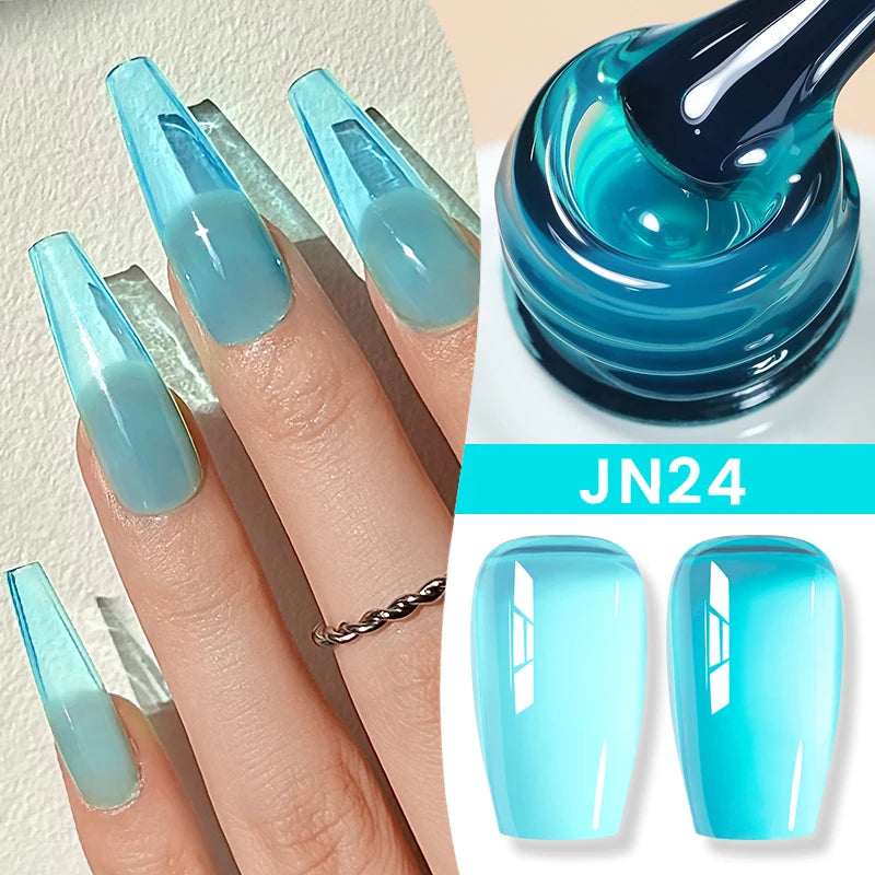 BORN PRETTY Jelly Nude Gel Nail Polish 10ml Light Pink Peach Translucent Color UV Light Cure Gel Varnish Nail Art DIY at Home - Acros