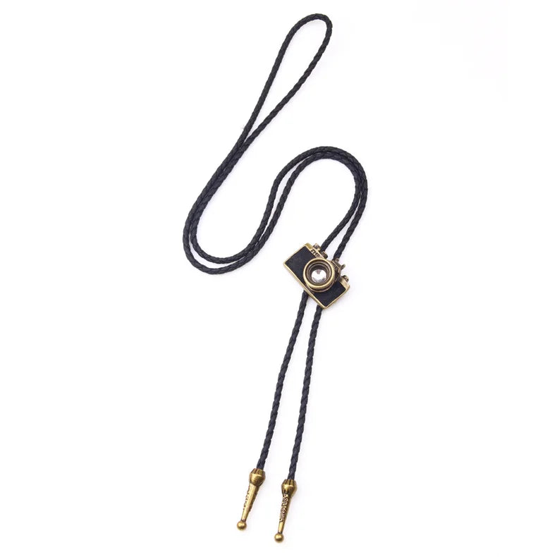 Vintage Cowboy Jazz Hat Alloy mens bolo tie Men Women Leather Rope Long Necklace Sweater Chain shirts Bolo Tie Men Accessories