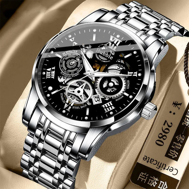 UTHAI L93 Multi functional luxury quartz watch, fashionable and high-end luxury men's watch, Roman hollow design clock