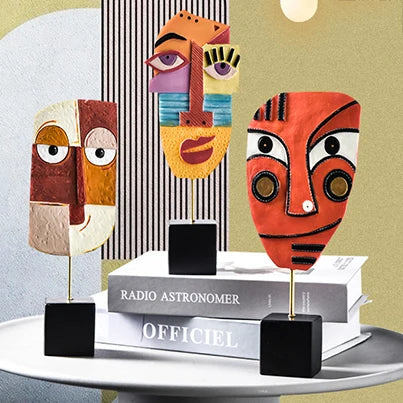 Creative Abstract Face Statue Home Decoration Modern Nordic Style Resin Art Sculpture Crafts Desktop Decors Ornaments