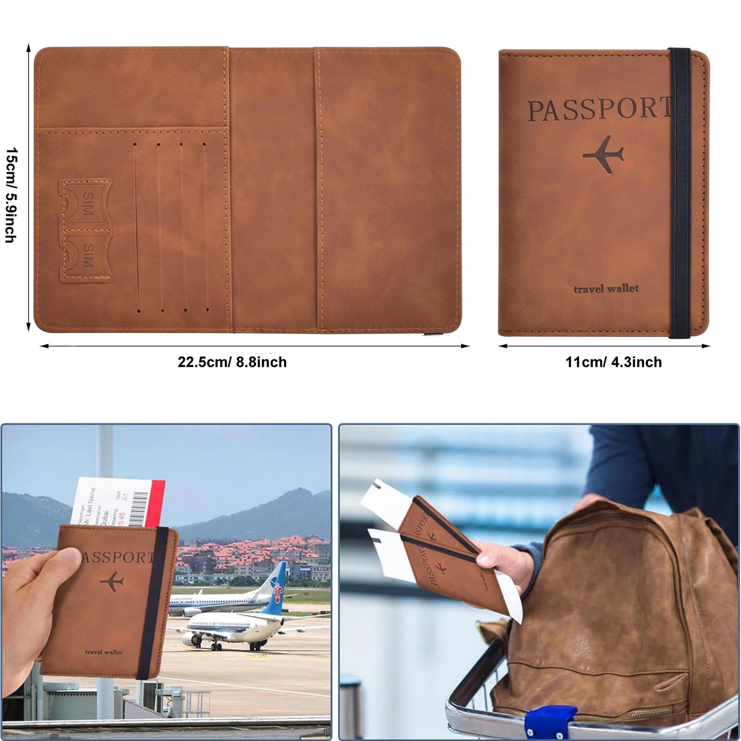 Ansoff passport holder for travel essentials, black wallet case with multiple card slots and secure cover for women and men.