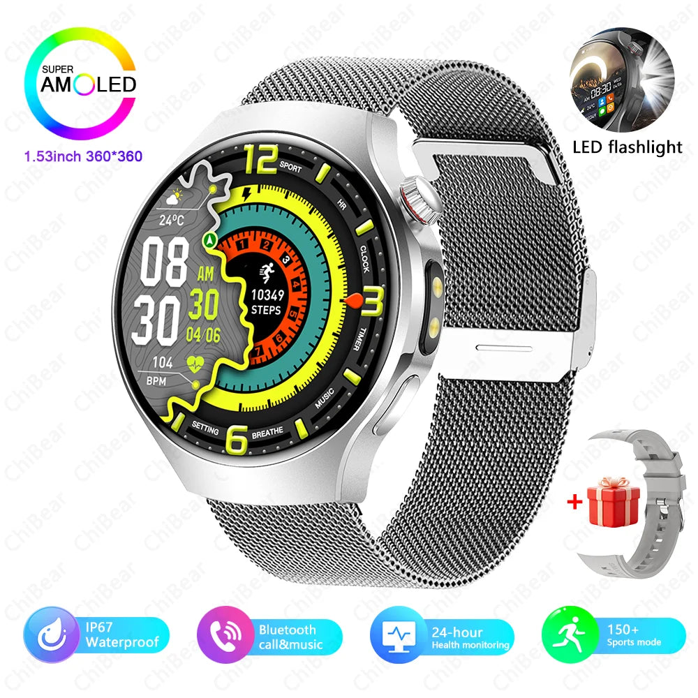 2025 Watch 5 PRO Smart Watch Men LED Flashlight 150+Sports Fitness Track Heart Rate Bluetooth Call Smartwatch Man Watch 5 PRO