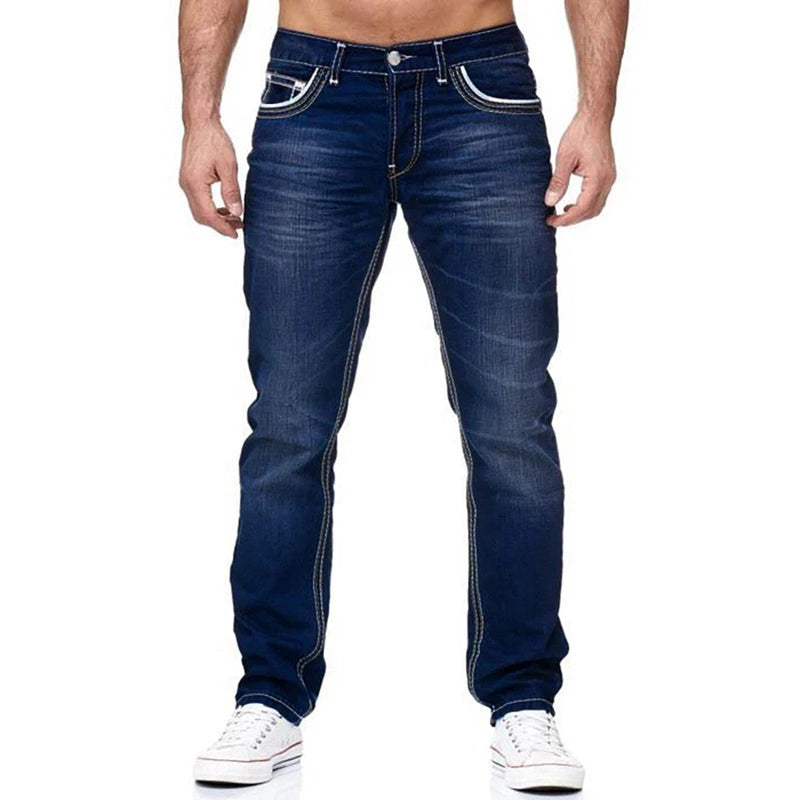 Black men's jeans by Ansoff, 2022 European American style, straight loose fit, breathable denim trousers, available in S-XXXL