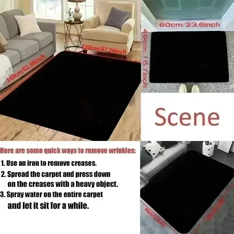 Minimalist Nordic Style Carpet Black Border Printed Carpet Anti Slip Entrance Door Mat Living Room Bedroom Decoration Rug