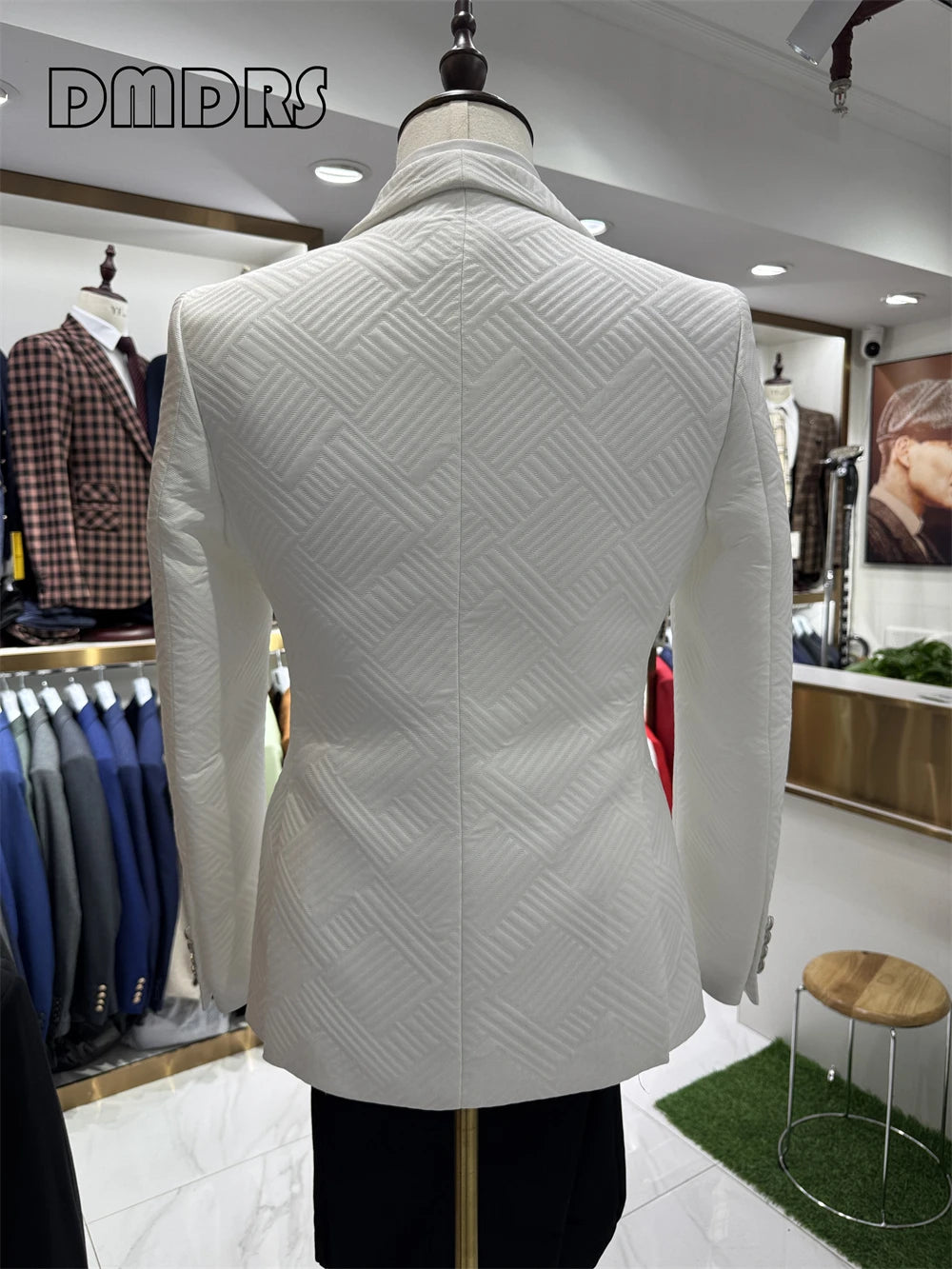 Ansoff men's wedding suit set with one-button shawl neck blazer, vest, and matching pants for groom's formal attire.