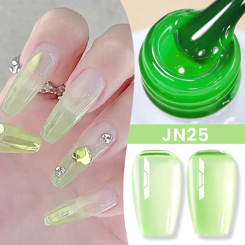 BORN PRETTY Jelly Nude Gel Nail Polish 10ml Light Pink Peach Translucent Color UV Light Cure Gel Varnish Nail Art DIY at Home - Acros