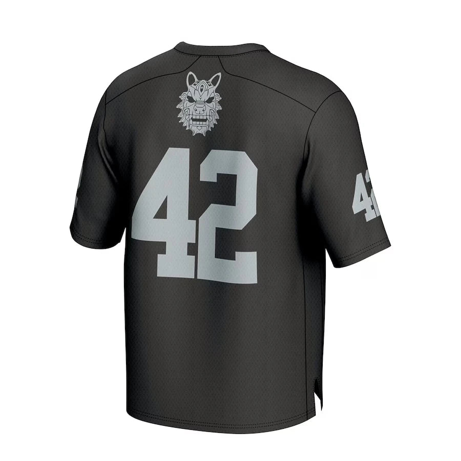 Men's black Jacob Fatu football jersey by Ansoff, stylish, loose fit, sweat-absorbing, breathable for outdoor sports.