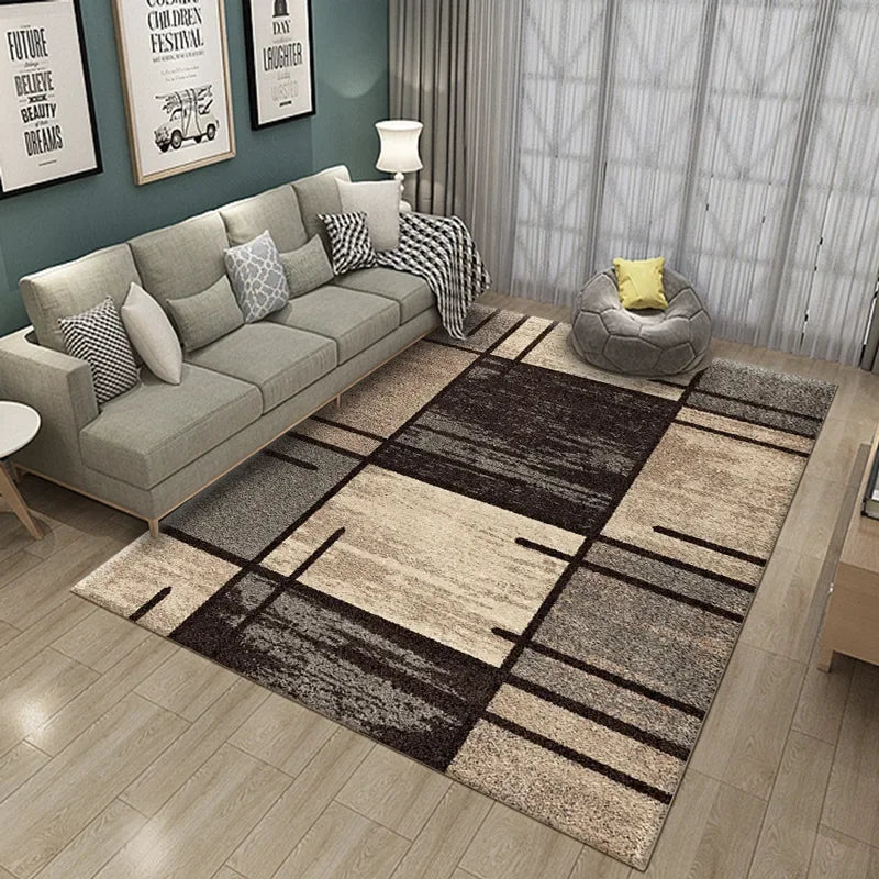 Modern Geometric Patchwork Rug Living Room Bedroom Office Carpet Minimalist Pattern Design Soft Durable Home Decor Stylish Style