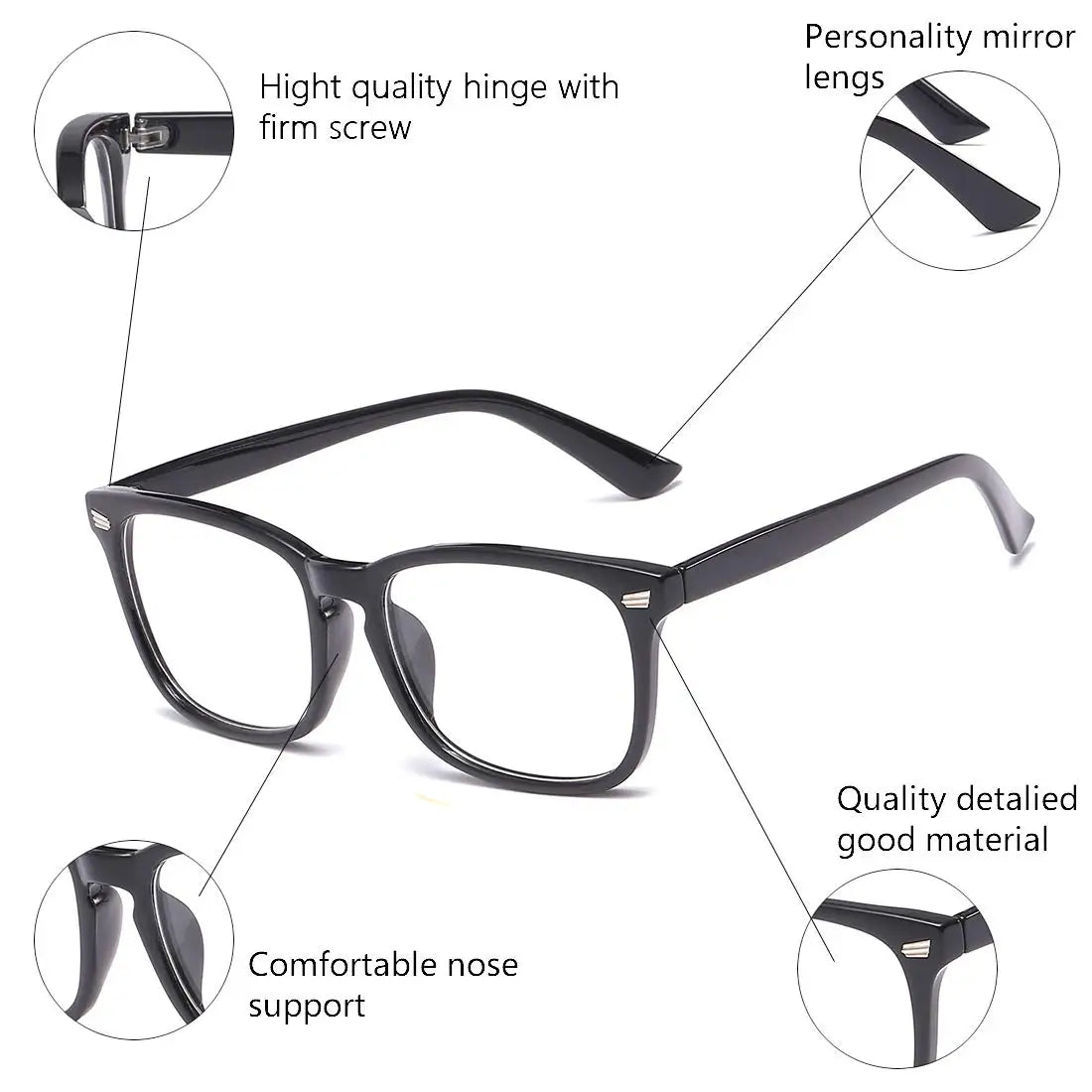 Blue Light Blocking Glasses Square Nerd Eyeglasses Frame Anti Blue Ray Computer Game Glasses - Acros