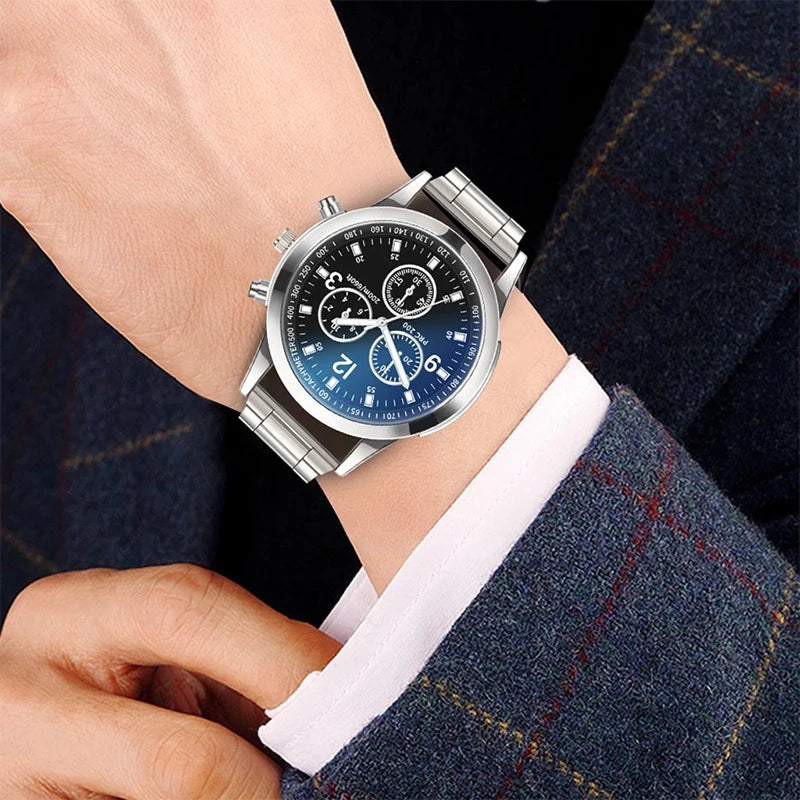 1/2PCS Men Business Watches Fashion Men's Steel Band Quartz Watch with Bracelet（Box not Included） - Acros