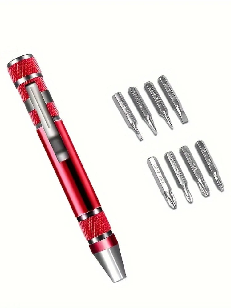 8-in-1 Aluminum Alloy Screwdriver Pen - Changeable Bits For Easy Repairs & Disassembly