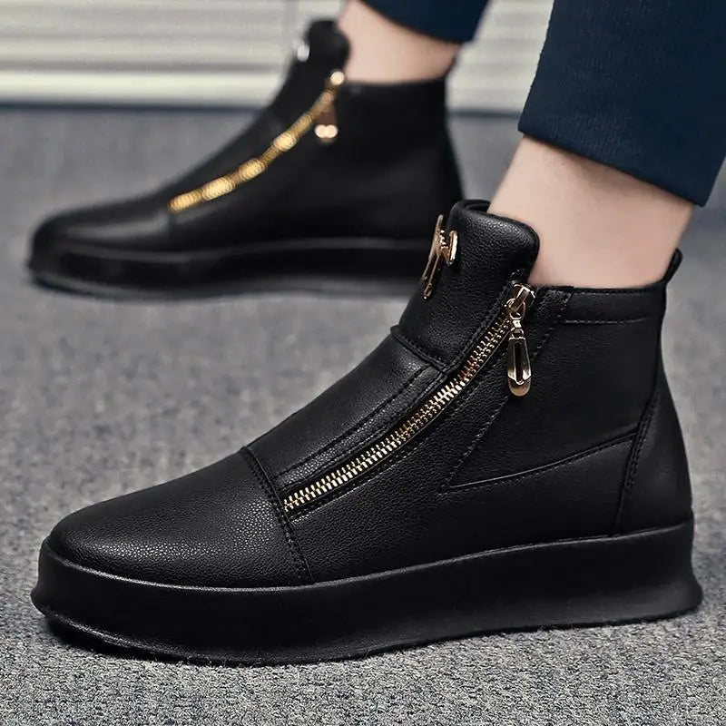 High Top Casual Shoes for Men Brand Ankle Boots Fashion White Men Skateboard Shoes Luxury Platform Sport Shoes Leather Men Boots - Acros