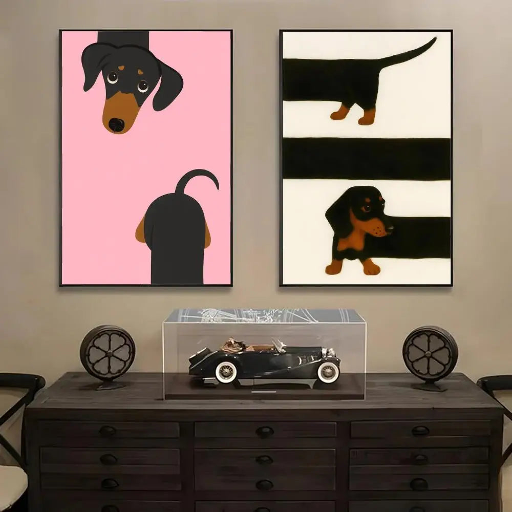 Artistic Dachshund Poster HD Art Mural Waterproof Wall Decor Durable DIY Home Decoration for Living Room Bedroom