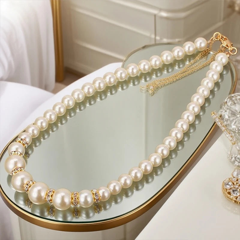High Quality Luxury Elegant Simulated Pearl Necklace Earrings Bracelet Sets Women Bridal Banquet Wedding Fashion Jewelry Gifts