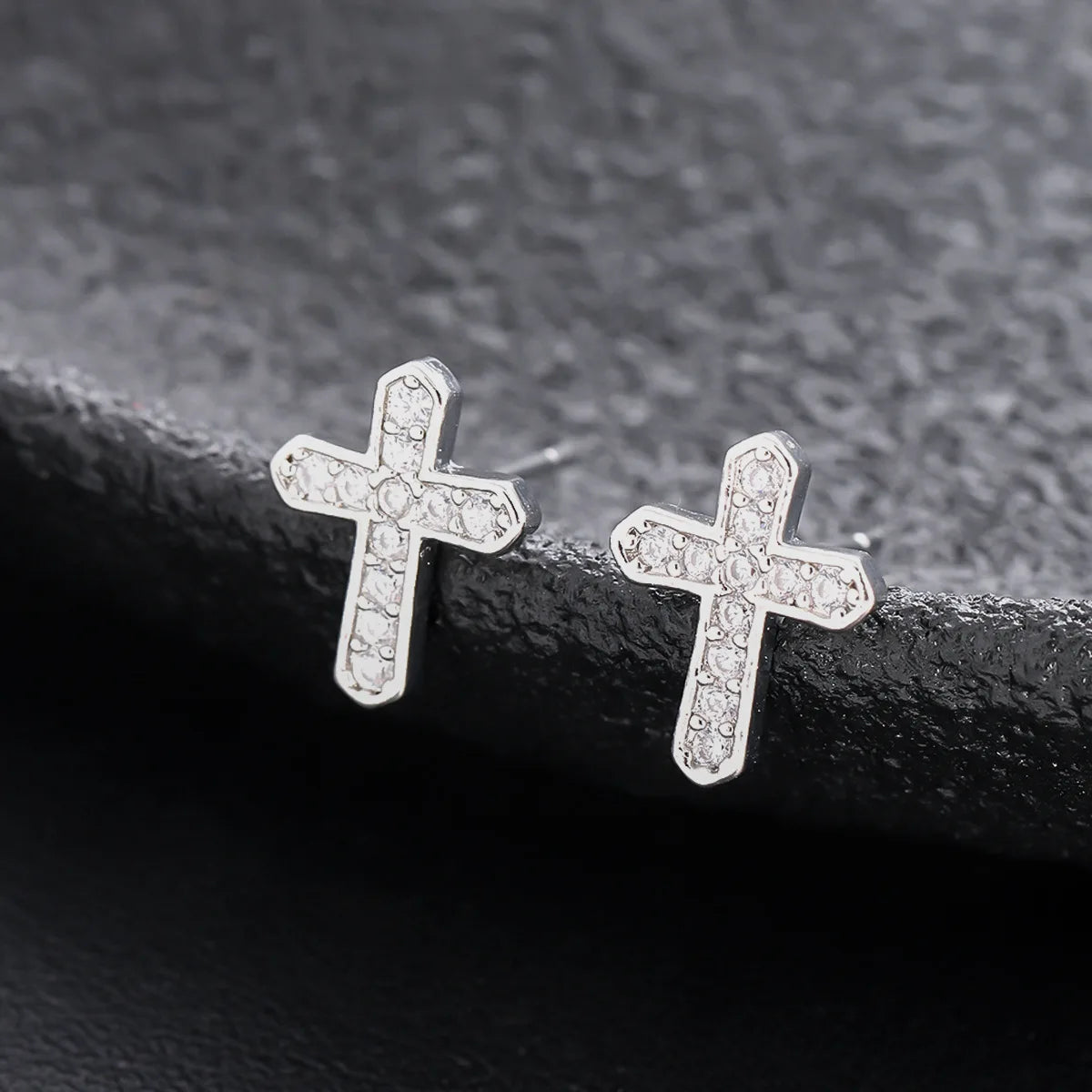 Stainless Steel Earrings Hip Hop Jewelry Stud Earring Iced Out Zircon Dollar Sign Gold Plated Earrings for Women Серьги Женские - Acros