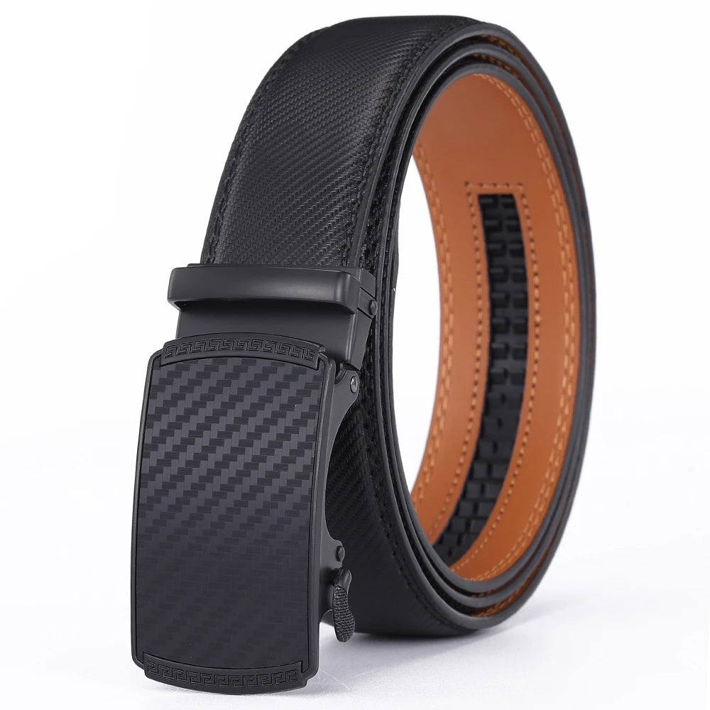 Men's genuine leather belt by Ansoff with an alloy automatic buckle, featuring stylish blue design for business and fashion occasions.