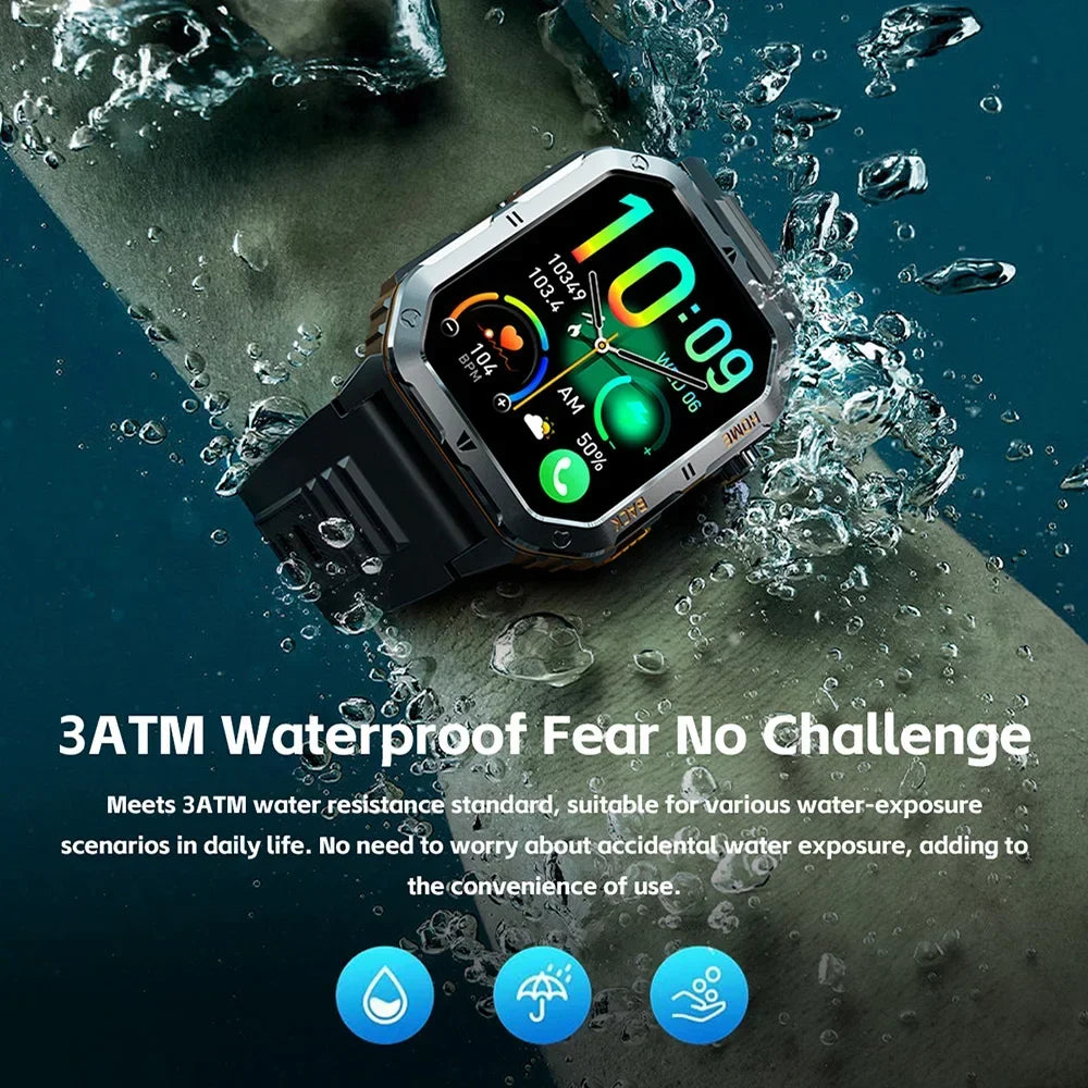 Military 1000mAh Smart Watches for Men 3ATM Waterproof LED Light BT Call Smartwatch Fitness Sports Watch for Woman Android 2026