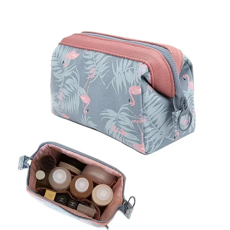 Ansoff animal-themed makeup bag with multiple compartments, travel toiletry pouch for women and girls, bath case organizer