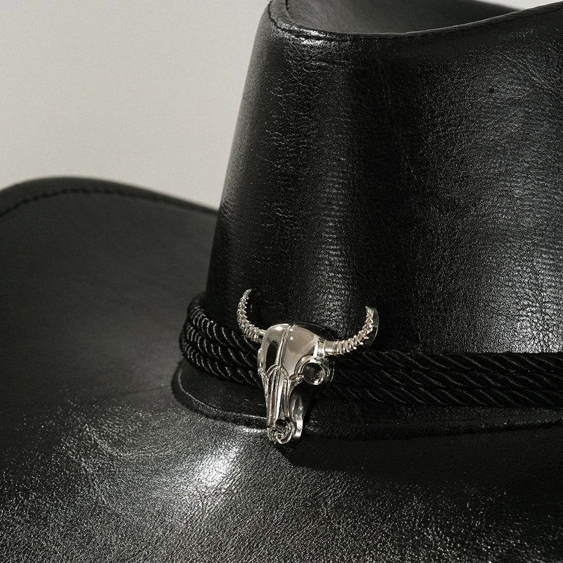 Ansoff vintage faux leather cowboy hat for men and women, outdoor western style with wide brim and classic cowboy design.
