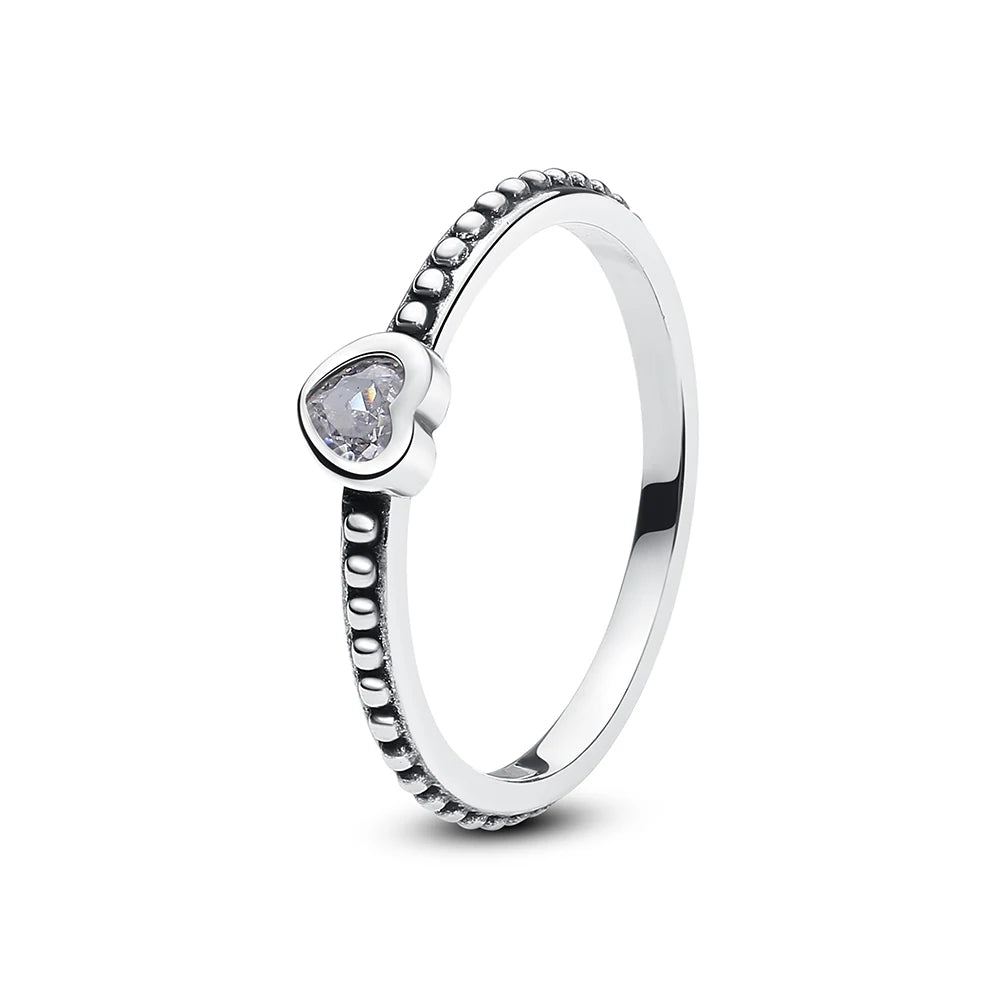Sterling silver crown love heart wishbone engagement ring with rose gold and crystal accents, luxury jewelry for women.