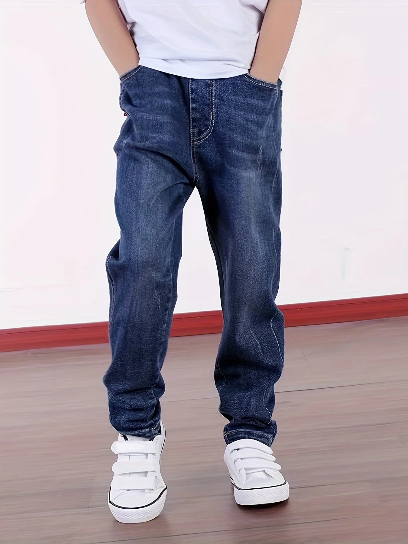 Children's denim cowboy jeans by Ansoff, size 4-12, featuring classic blue denim, casual fit, and durable kids' sports trousers.