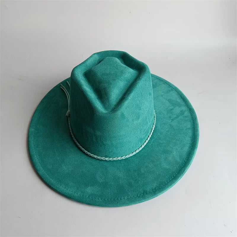 Dark turquoise suede fedora hat with heart and arrow design, stylish autumn winter felt jazz hat for men and women by Ansoff