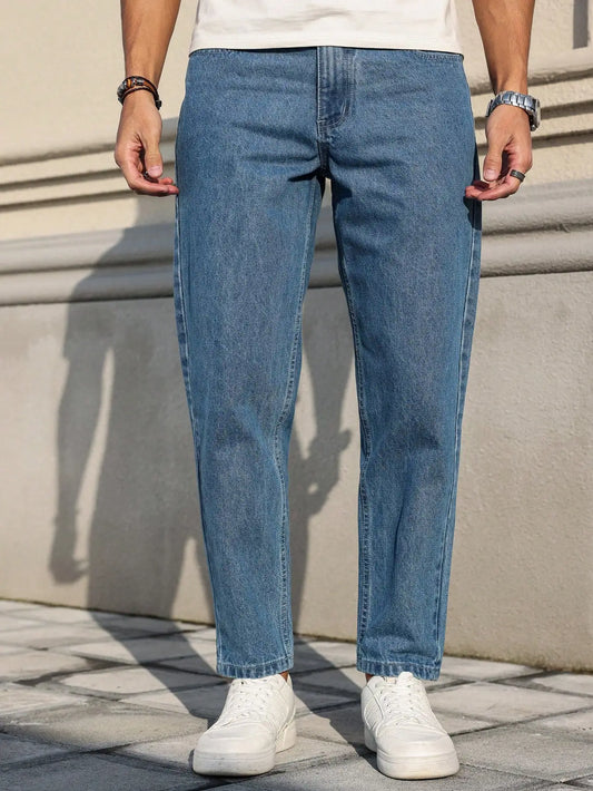 Men's blue denim jeans by Ansoff with a loose fit, showcasing classic fabric and versatile style in a casual wardrobe essential.