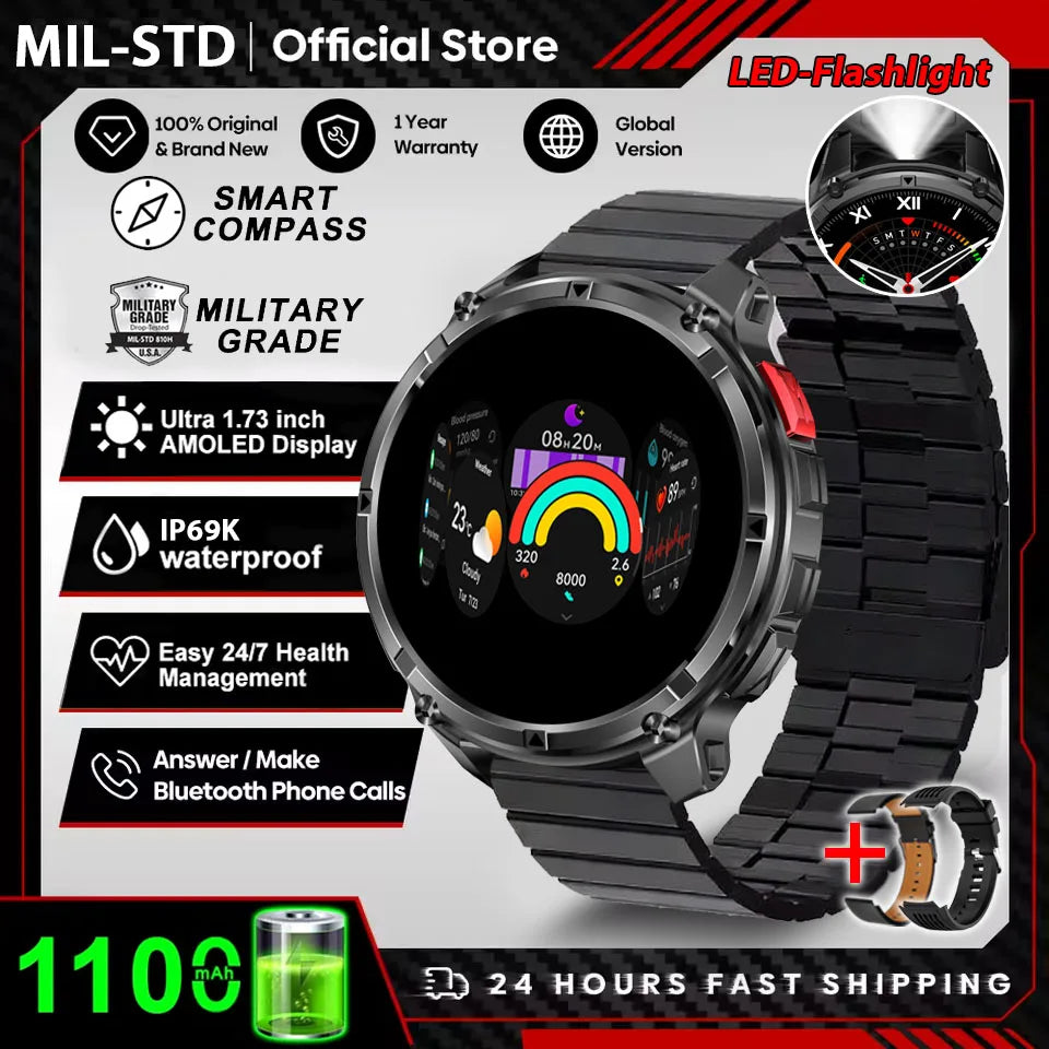 New T-Rex3 Ultra 1100mAh Battery Smart Watch GPS Track Compass IP69K Waterproof Sports tracker Outdoors Military Smartwatches - Acros