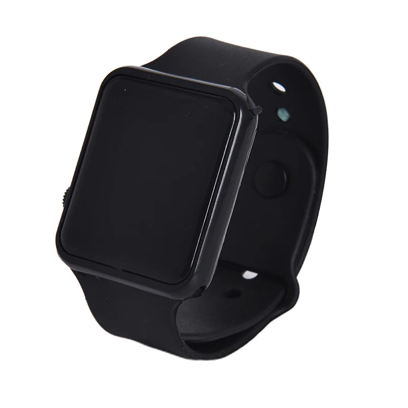 Square Silicone Digital Watch Red LED Watches Metal WristWatch Sport Clock Hours