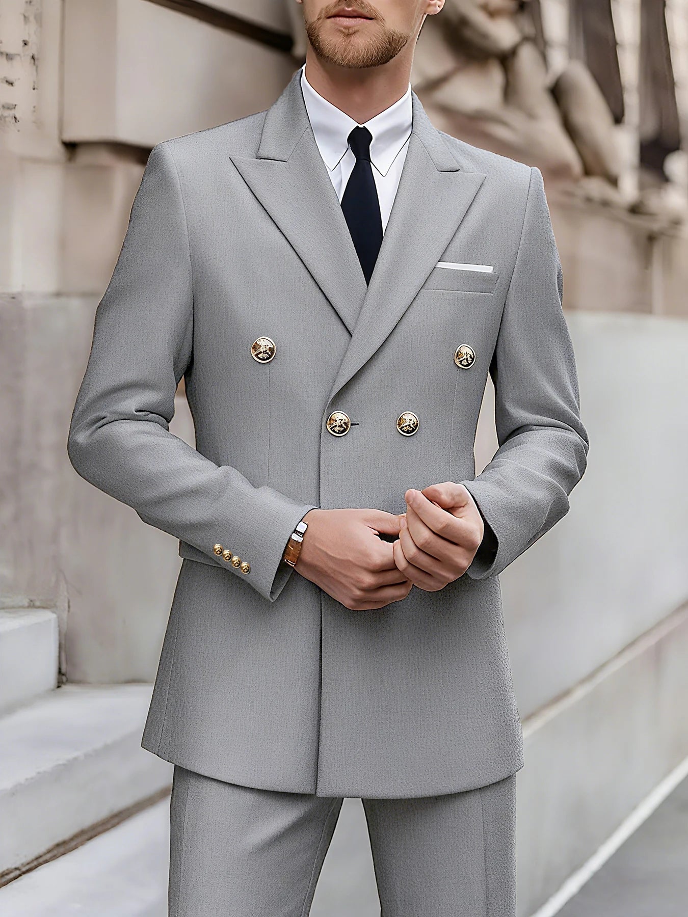 Men's Ansoff 2-piece suit with jacket and trousers, stylish and high-quality for weddings, parties, or formal events.