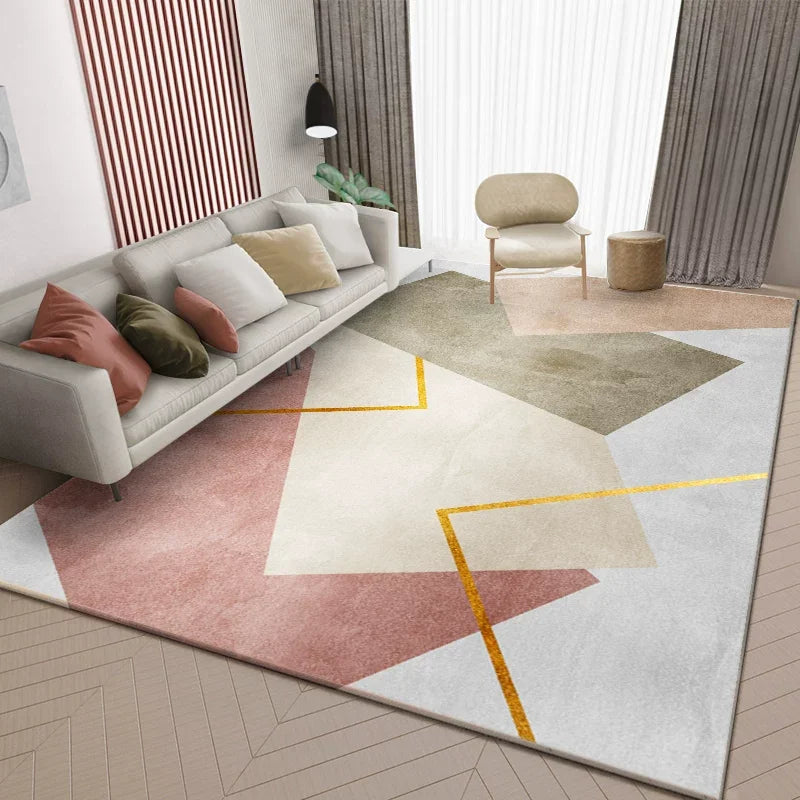 VIKAMA 2026 Light Luxury Living Room Carpet Non-Slip Washable Floor Mat for Sofa Bedroom Cloakroom Home Decor