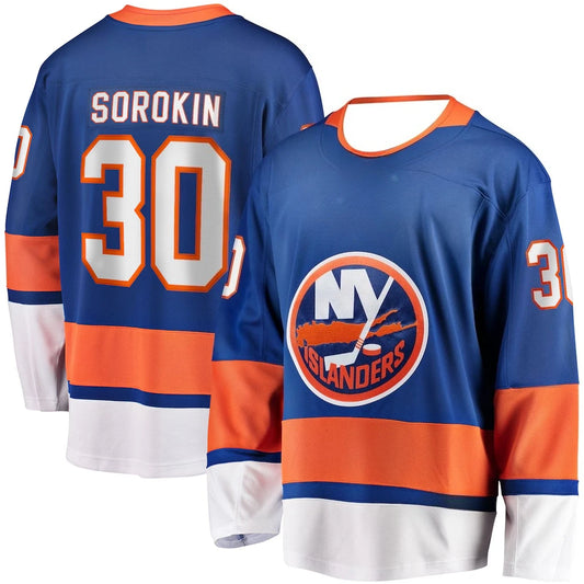 Ansoff hockey jersey in blue, orange, and white with authentic athletic style and 3D HD print details, suitable for fans and collectors.