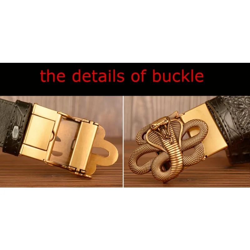 Black genuine leather men's belt with automatic buckle, 3.8cm width, carved cow design, suitable for jeans by Ansoff