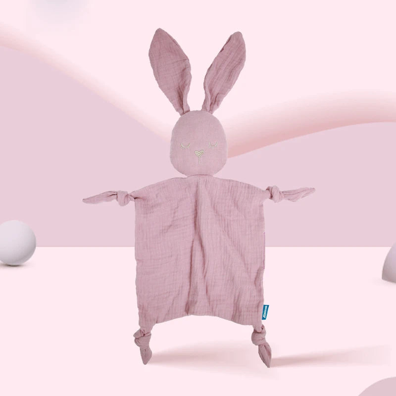 Soft cotton baby security blanket by Ansoff with plush stuffed animal, ideal for newborns' comfort and soothing sleep.