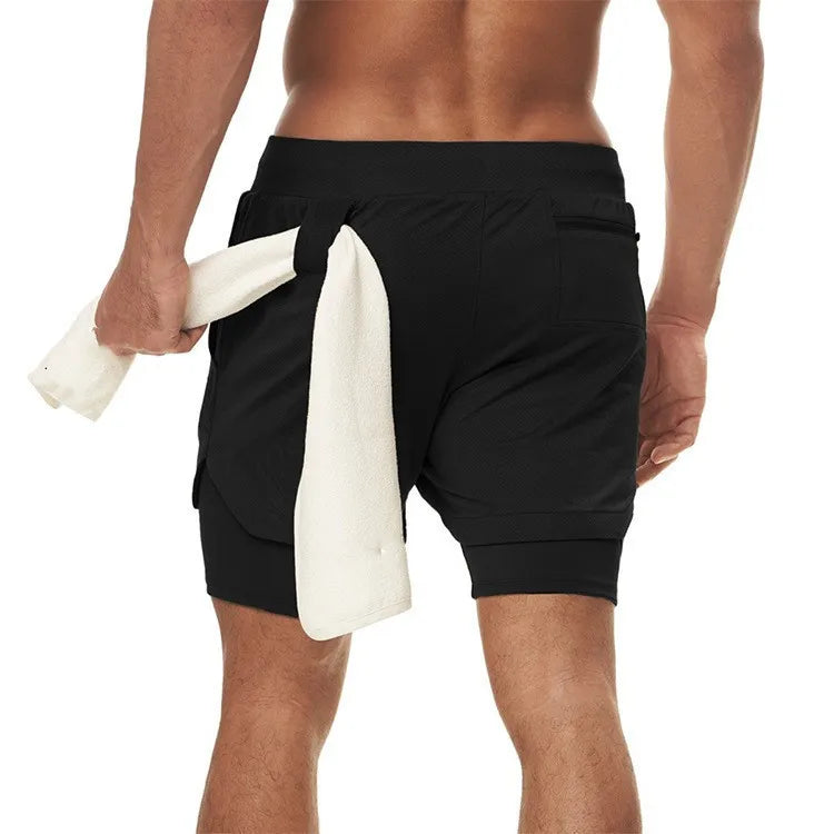 Ansoff men's camo running shorts, 2-in-1 gym sports shorts with quick-dry fabric, ideal for workout, jogging, and summer fitness.