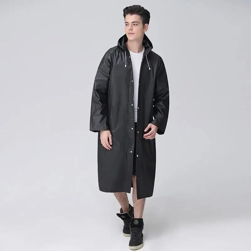Eva Raincoat Adult Men's and women's universal black waterproof thickened portable camping hiking music festival raincoat