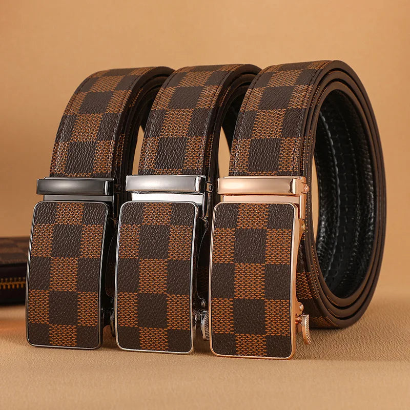 Ansoff luxury men's leather belt with metal buckle, high-quality designer strap for jeans and business wear