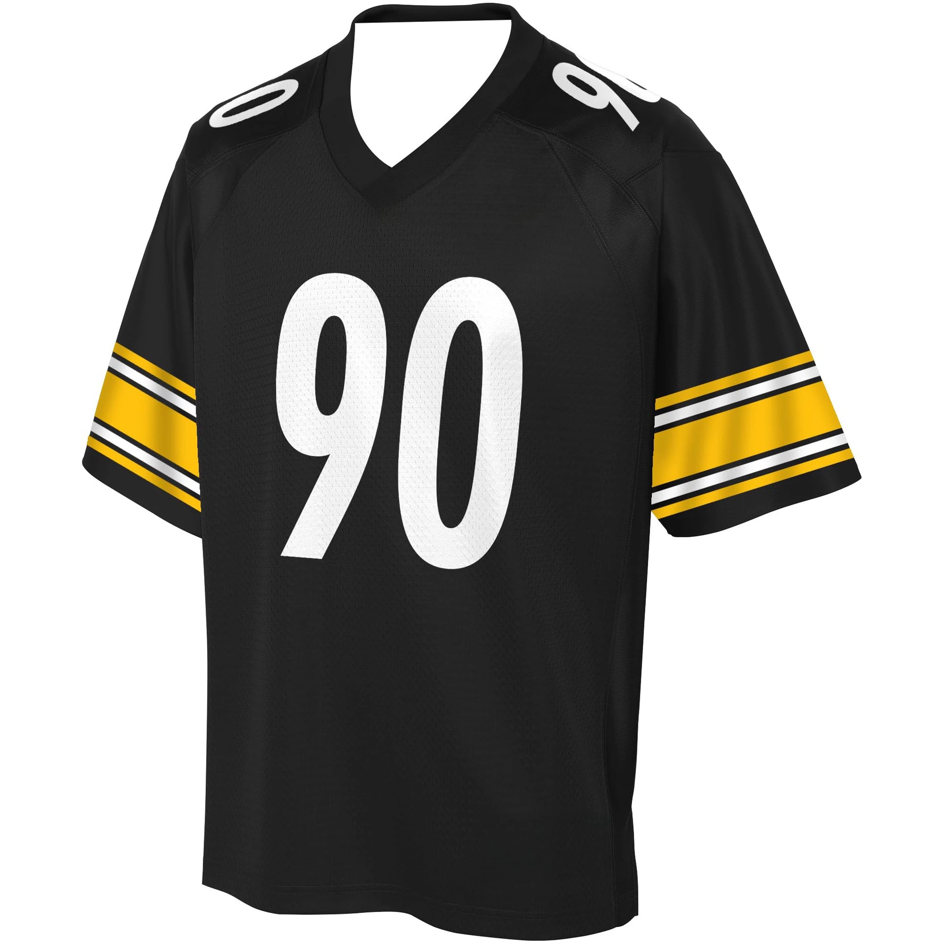Ansoff football jersey in black with yellow and white accents, featuring classic striped design and 3D HD print details.