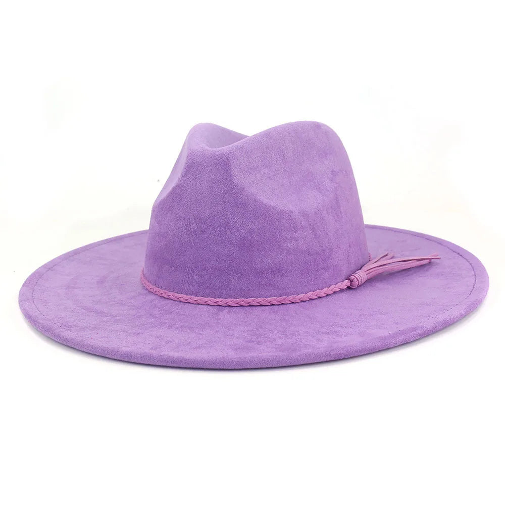 Ansoff Malachite Green suede fedora hat with wide brim, suitable for men and women, autumn winter felt fashion accessory.