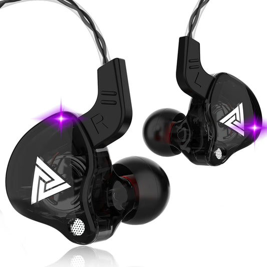 Ansoff QKZ AK6 in-ear earphones with 6 dynamic drivers, microphone, stereo sound, and sports-friendly design.