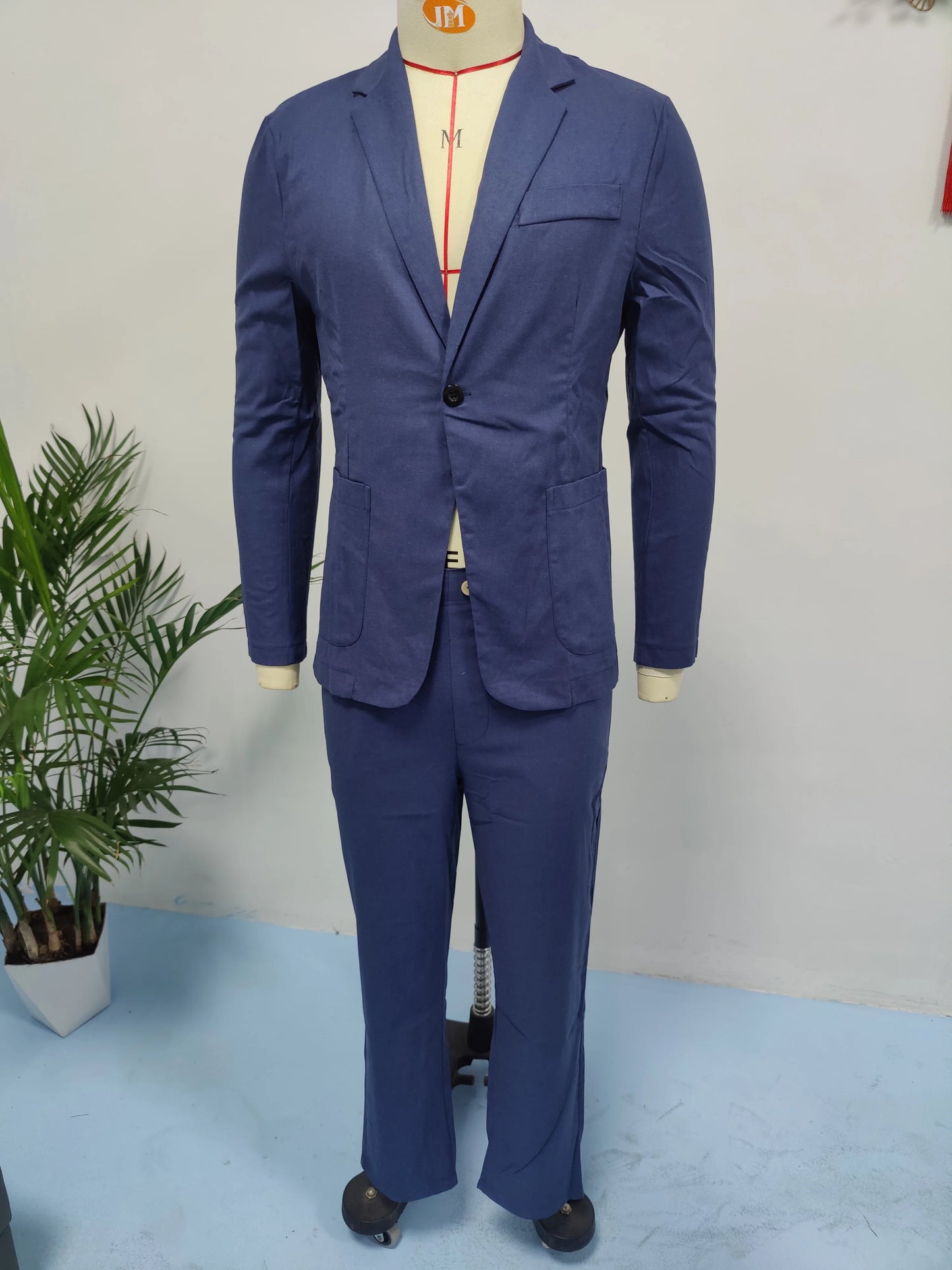Ansoff men's summer office suit featuring an airy slim fit blazer and comfortable dress pants, ideal for professional attire.