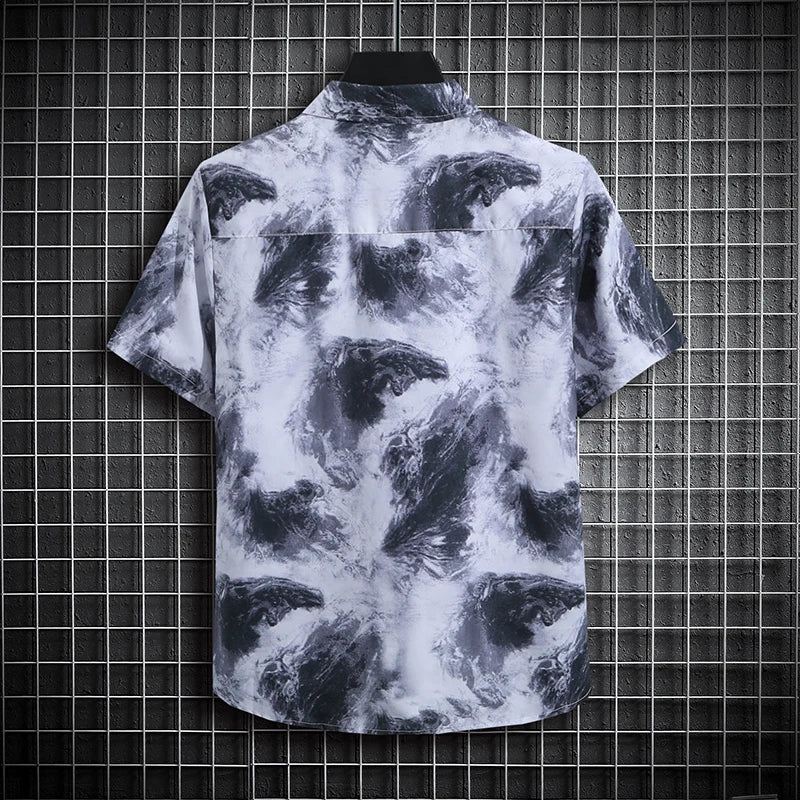 Men's short-sleeved shirt by Ansoff featuring a casual fit and button-up front, shown in a stylish fabric pattern.