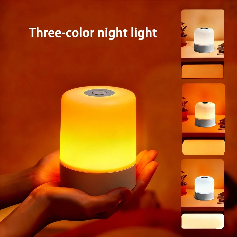 Ansoff LED night light with dimmable RGB touchscreen control, rechargeable or plug-in desktop bedside lamp for reading and decoration.