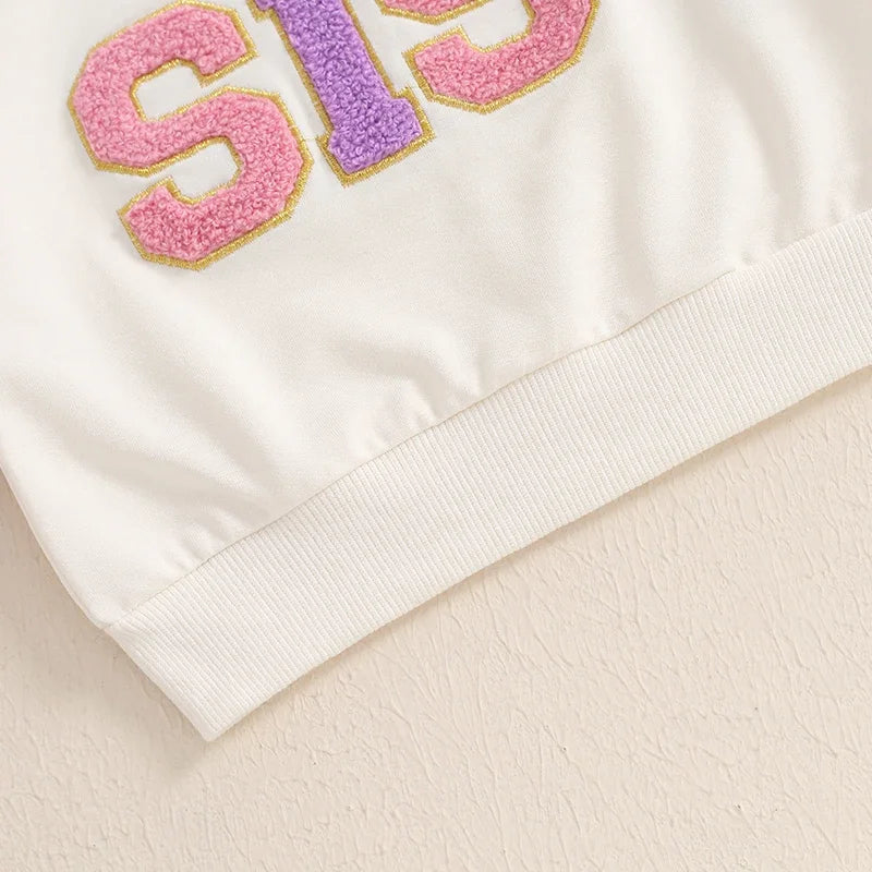 Kids long sleeve embroidered crew neck sweatshirt by Ansoff, suitable for spring and autumn for boys and girls.