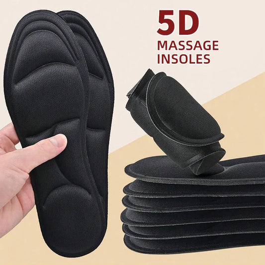 Pair of Ansoff 5D massage memory foam insoles for shoes, featuring breathable cushioning for running and orthopedic foot support.