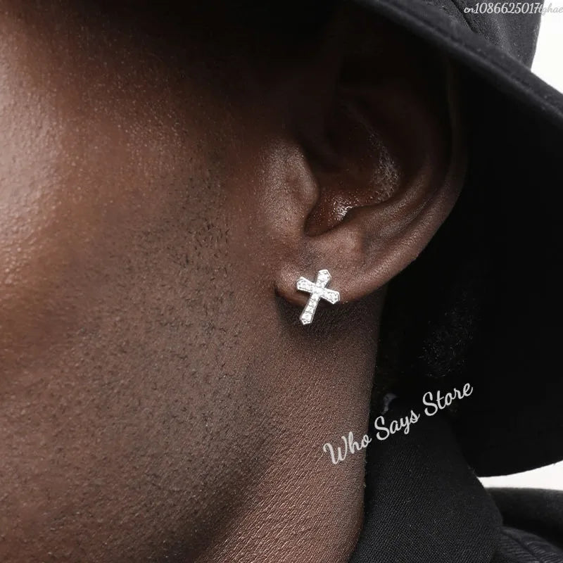 Stainless Steel Earrings Hip Hop Jewelry Stud Earring Iced Out Zircon Dollar Sign Gold Plated Earrings for Women Серьги Женские - Acros