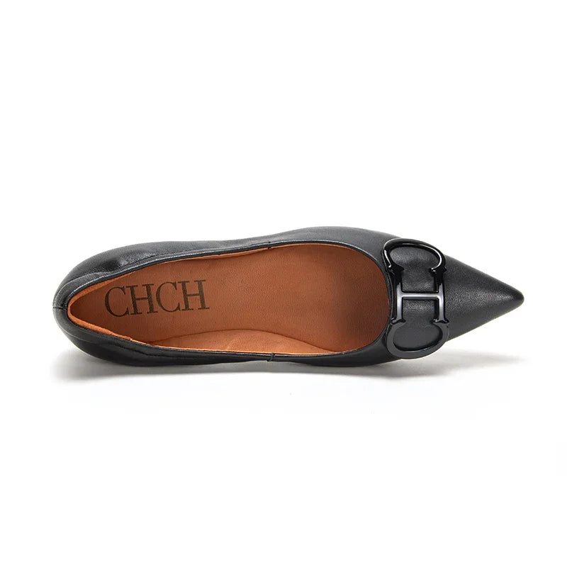 Ansoff women's pointed toe flat shoes with a simple, classic design, featuring a comfortable fit and solid color casual style.