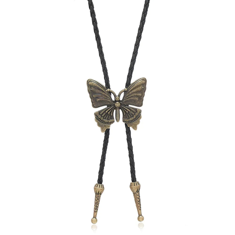 Vintage Cowboy Jazz Hat Alloy mens bolo tie Men Women Leather Rope Long Necklace Sweater Chain shirts Bolo Tie Men Accessories