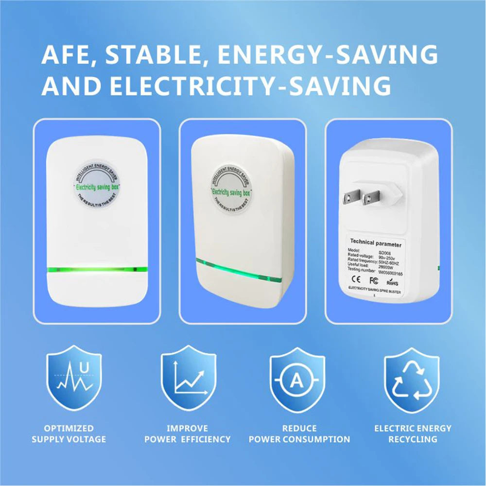 Pro Power Save Electricity Energy Saver 90V-250V Home Office Electricity Saving Box US/EU/UK Plug Stable Voltage Power Saver - Acros